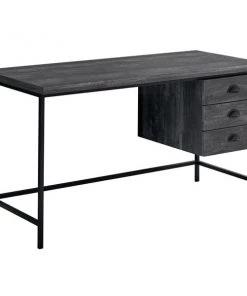 Monarch Specialties COMPUTER DESK - 55"L / BLACK RECLAIMED WOOD / BLACK METAL