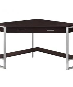 Monarch Specialties COMPUTER DESK - 42"L / ESPRESSO CORNER / SILVER METAL