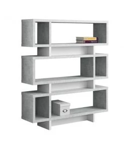 Monarch Specialties BOOKCASE - 55"H / WHITE / CEMENT-LOOK MODERN STYLE