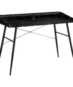 Monarch Specialties COMPUTER DESK - 48"L / BLACK MARBLE-LOOK / BLACK METAL
