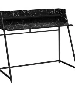 Monarch Specialties COMPUTER DESK - 48"L / BLACK MARBLE-LOOK / BLACK METAL