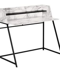 Monarch Specialties COMPUTER DESK - 48"L / WHITE MARBLE-LOOK / BLACK METAL