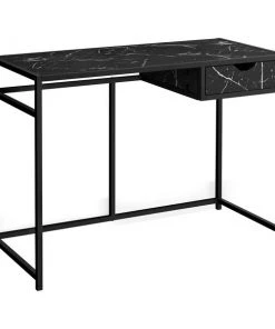 Monarch Specialties COMPUTER DESK - 42"L / BLACK MARBLE-LOOK / BLACK METAL