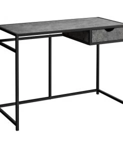 Monarch Specialties COMPUTER DESK - 42"L / GREY STONE-LOOK / BLACK METAL