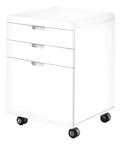 Monarch Specialties Filing Cabinet on Castors - 3 Drawers / High Glossy White