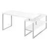 Monarch Specialties Corner Computer Desk Left or Right - 60"L / White / Silver Metal