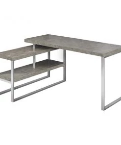 Monarch Specialties Corner Computer Desk Left or Right - 60"L / Concrete-Look / Silver Metal