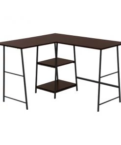 Monarch Specialties Corner Computer Desk - 48"L / Espresso Top / Black Metal