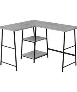 Monarch Specialties Corner Computer Desk - 48"L / Grey Top / Black Metal