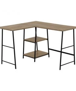 Monarch Specialties Corner Computer Desk - 48"L / Dark Taupe Top/ Black Metal