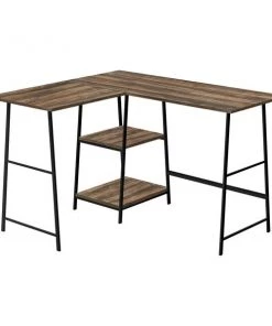 Monarch Specialties Corner Computer Desk - 48"L/ Brown Reclaimed-Look/ Black Metal