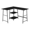 Monarch Specialties Corner Computer Desk - 48"L / Black Marble-Look / Black Metal