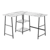 Monarch Specialties Corner Computer Desk - 48"L / White Marble-Look / Black Metal