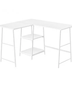 Monarch Specialties Corner Computer Desk - 48"L / White Top / White Metal