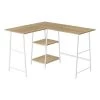 Monarch Specialties Corner Computer Desk - 48"L / Natural Wood-Look Top / White Metal