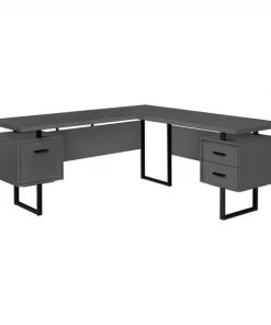 Monarch Specialties COMPUTER DESK - 70"L / MODERN GREY / BLACK METAL / L/R