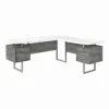 Monarch Specialties COMPUTER DESK - 70"L / WHITE/ CONCRETE/ SILVER METAL/ L/R