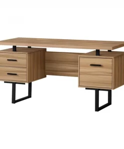 Monarch Specialties COMPUTER DESK - 60"L / LIGHT RECLAIMED WOOD / BLACK METAL