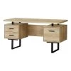 Monarch Specialties COMPUTER DESK - 60"L / NATURAL / BLACK METAL