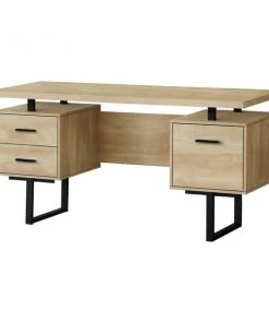 Monarch Specialties COMPUTER DESK - 60"L / NATURAL / BLACK METAL