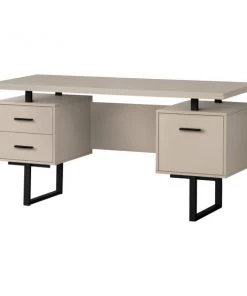 Monarch Specialties COMPUTER DESK - 60"L / MODERN TAUPE / BLACK METAL