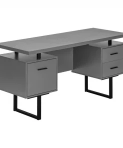 Monarch Specialties COMPUTER DESK - 60"L / MODERN GREY / BLACK METAL