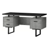 Monarch Specialties COMPUTER DESK - 60"L / BLACK/GREY CONCRETE/ SILVER METAL