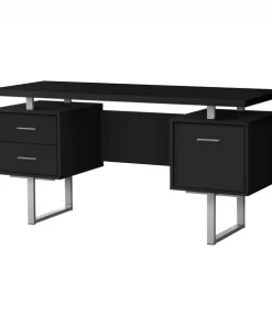 Monarch Specialties COMPUTER DESK - 60"L / BLACK / SILVER METAL