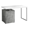 Monarch Specialties COMPUTER DESK - 48"L / WHITE/ CONCRETE/ SILVER METAL/ L/R