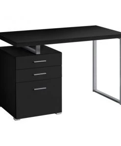 Monarch Specialties COMPUTER DESK - 48"L / BLACK / SILVER METAL / L/R FACE