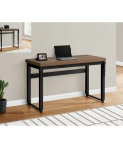 Monarch Specialties COMPUTER DESK - 48"L / WALNUT / ADJ.HEIGHT/ BLACK METAL