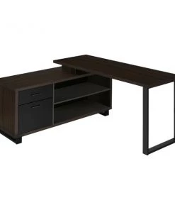 Monarch Specialties Executive Corner Computer Desk - 72"L Espresso / Black