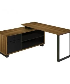 Monarch Specialties Executive Corner Computer Desk - 72"L Walnut / Black