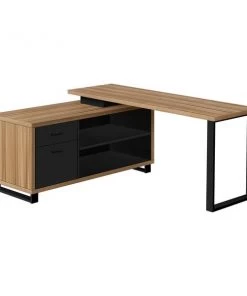 Monarch Specialties Executive Corner Computer Desk - 72"L Reclaimed-Look / Black