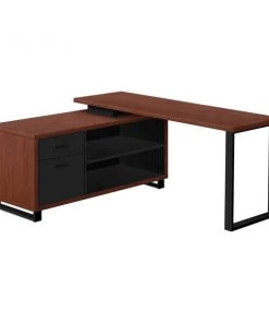 Monarch Specialties Executive Corner Computer Desk - 72"L Cherry / Black