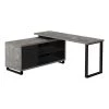 Monarch Specialties Executive Corner Computer Desk - 72"L Grey Concrete-Look/Black
