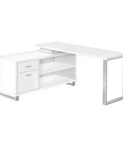 Monarch Specialties Executive Corner Computer Desk - 72"L White / Silver