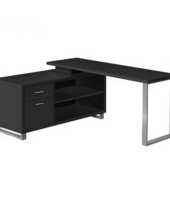 Monarch Specialties Executive Corner Computer Desk - 72"L Black / Silver