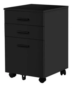 Monarch Specialties Filing Cabinet on Castors - 3 Drawers / Black
