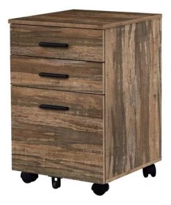 Monarch Specialties Filing Cabinet on Castors - 3 Drawers / Brown Reclaimed-Look
