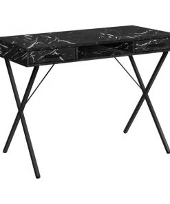 Monarch Specialties Computer Desk - 42"L / Black Marble / Black Metal