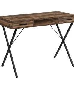 Monarch Specialties Computer Desk - 42"L / Brown Reclaimed Wood-Look / Black Metal