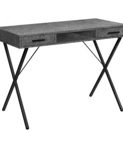 Monarch Specialties Computer Desk - 42"L / Grey Stone-Look / Black Metal