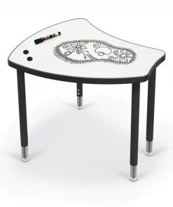 Mooreco Porcelain Desktop, Standard Shapes Desk with Black Direct Mount Shapes Legs