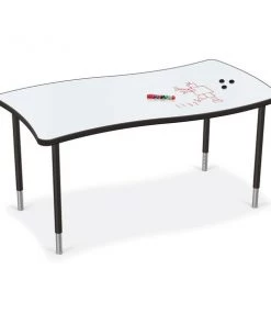 Mooreco Porcelain Desktop, Creator Table 60x30 with Black Direct Mount Shapes Legs