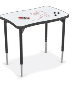 Mooreco Porcelain Desktop, Creator Desk 32x31 with Black Direct Mount Shapes Legs