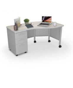 Mooreco Instructor Desk Left 29.8"H x 60"W x 36.3"D Grey Elm
