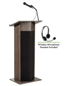 Oklahoma Sound Power Plus Lectern with Wireless Headset Mic, Ribbonwood