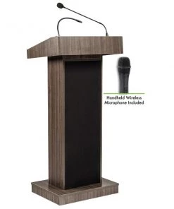 Oklahoma Sound Orator Lectern with Wireless Handheld Mic, Ribbonwood