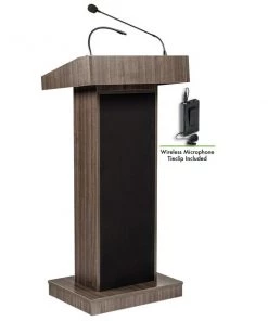 Oklahoma Sound Orator Lectern with Wireless Tie Clip/ Lavalier Mic, Ribbonwood